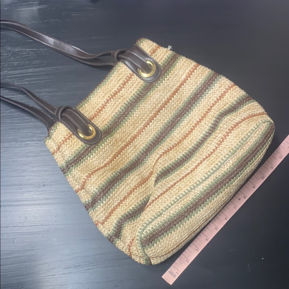 Amanda Smith Tan and Brown Shoulder Bag with Textured Design